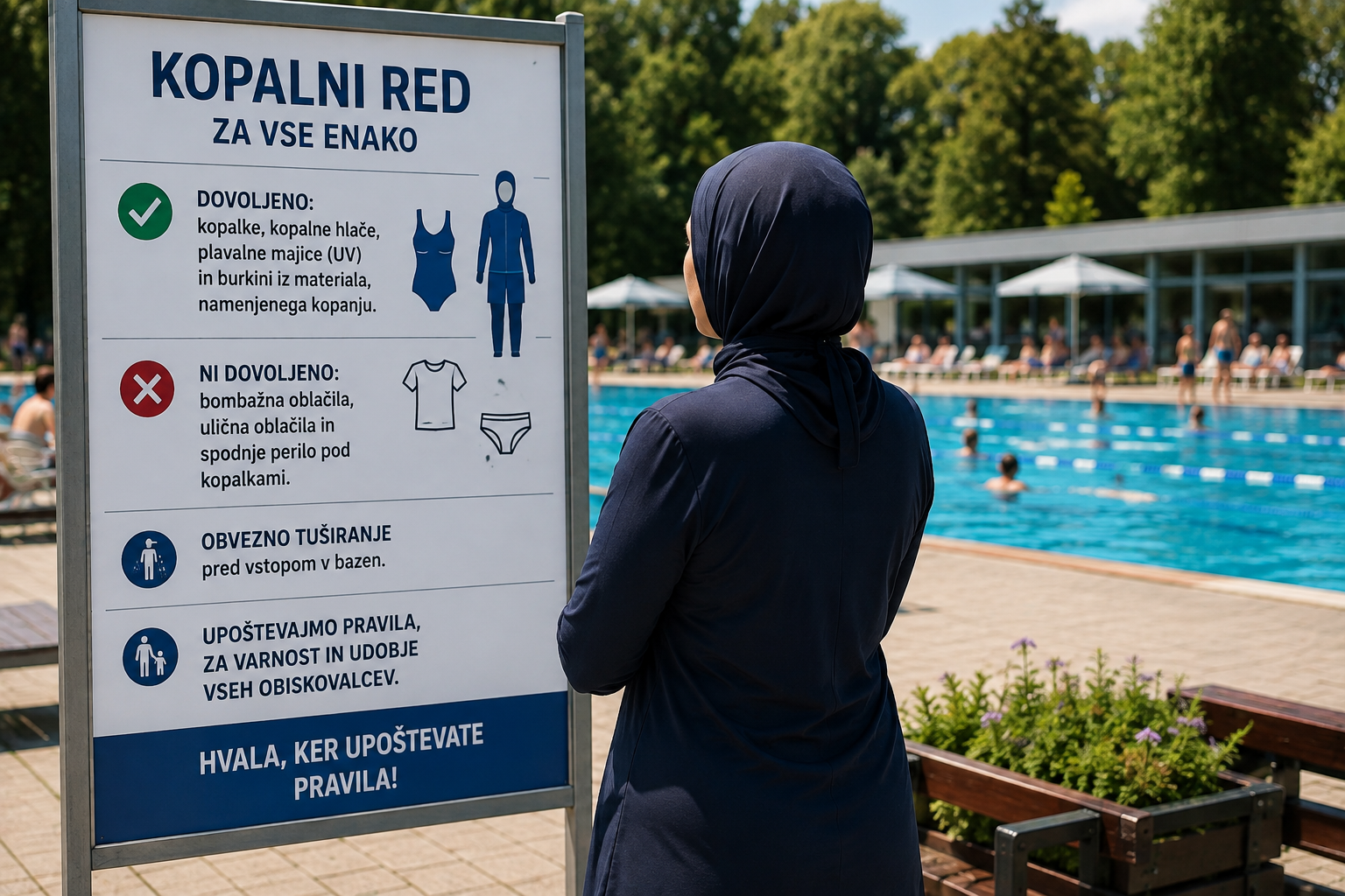 Strasti so se razvnele: žensko v burkiniju pregnali iz bazena – v Mariboru pa zaradi islamskih kopalk že vre razprava