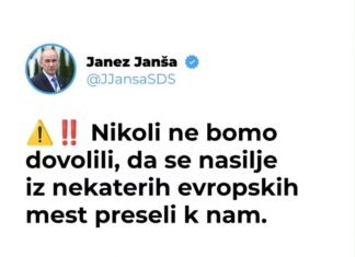 Janša svari: »Roke proč od Slovenije!« Nasilje nezakonitih migrantov iz evropskih mest se ne bo preselilo k nam @JJansaSDS